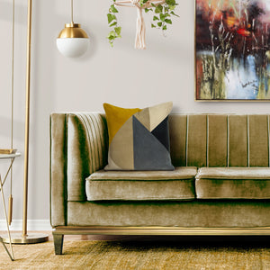 Homeroots 20" Beige And Blue Cotton Throw Pillow   476170