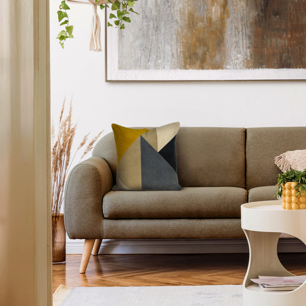 Homeroots 20" Beige And Blue Cotton Throw Pillow   476170