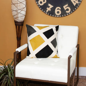 Homeroots 20" Stylish Black, White & Yellow Cotton Throw Pillow - Soft, Durable, Perfect For Home Decor!   476171