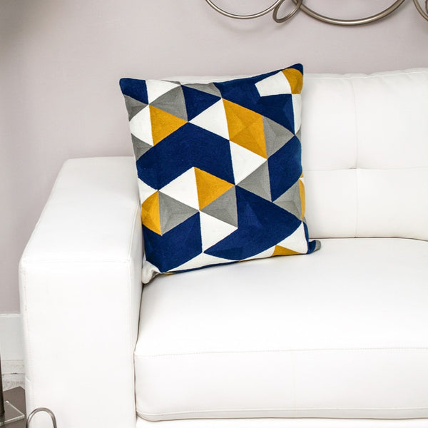 Homeroots 20" Blue And White Cotton Throw Pillow - Stylish, Soft, And Durable Decorative Accent For Your Home   476172