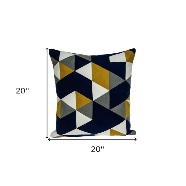 Homeroots 20" Blue And White Cotton Throw Pillow - Stylish, Soft, And Durable Decorative Accent For Your Home   476172