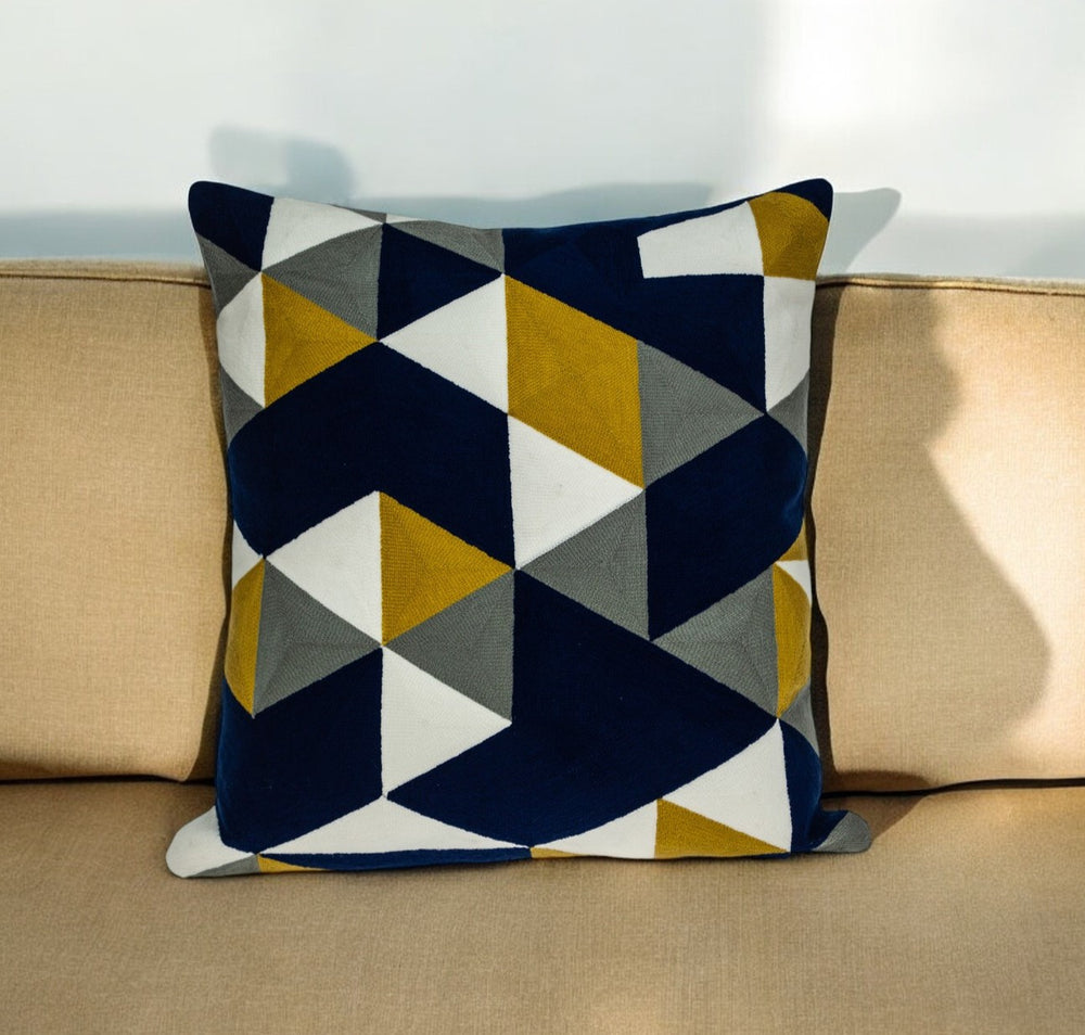 Homeroots 20" Blue And White Cotton Throw Pillow - Stylish, Soft, And Durable Decorative Accent For Your Home   476172