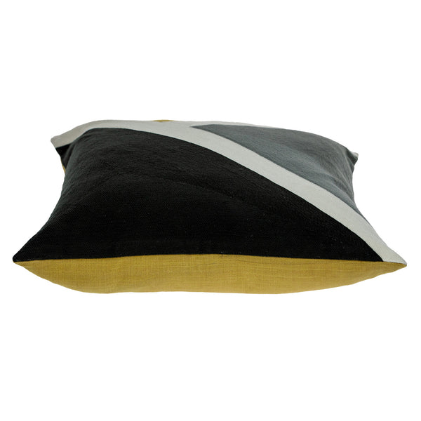 Homeroots 20" Black And Yellow Geometric Cotton Throw Pillow - Modern Design For Cozy Home Decor Bliss   476173