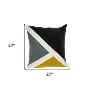 Homeroots 20" Black And Yellow Geometric Cotton Throw Pillow - Modern Design For Cozy Home Decor Bliss   476173