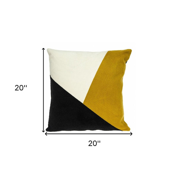 Homeroots 20" Stylish Black And Yellow Cotton Throw Pillow - Soft, Durable, And Perfect For Home Decor Bliss!   476174