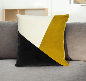 Homeroots 20" Stylish Black And Yellow Cotton Throw Pillow - Soft, Durable, And Perfect For Home Decor Bliss!   476174