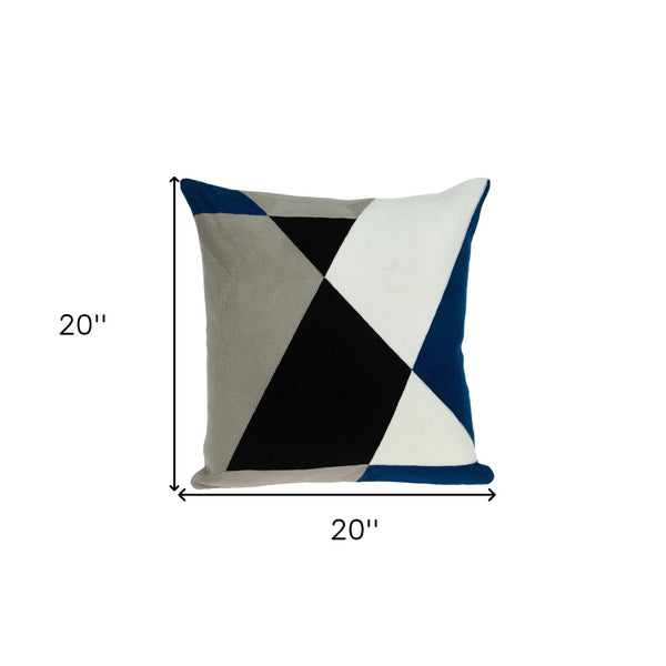 Homeroots 20" Gray And Black Cotton Throw Pillow – Stylish Accent For Sofa, Chair, Or Bed – Cozy & Durable Decor   476175