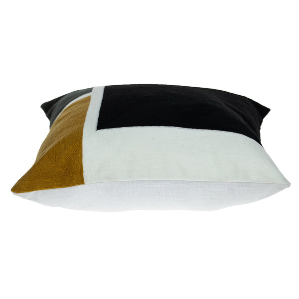 Homeroots 20" Stylish Black And Yellow Cotton Throw Pillow - Soft, Durable, And Perfect For Home Decor Bliss!   476176