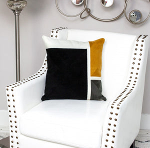 Homeroots 20" Stylish Black And Yellow Cotton Throw Pillow - Soft, Durable, And Perfect For Home Decor Bliss!   476176