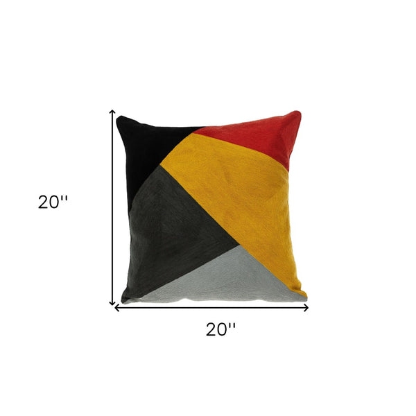 Homeroots 20" Mustard Yellow And Black Cotton Throw Pillow - Soft, Durable Accent For Home Decor And Style   476178