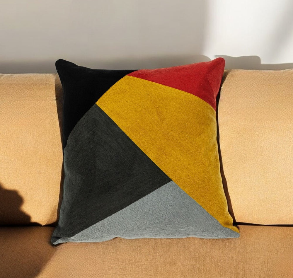 Homeroots 20" Mustard Yellow And Black Cotton Throw Pillow - Soft, Durable Accent For Home Decor And Style   476178