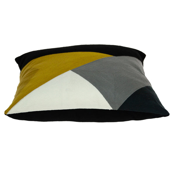 Homeroots 20" Stylish Black And Yellow Cotton Throw Pillow - Soft, Durable, And Perfect For Home Decor Bliss!   476179