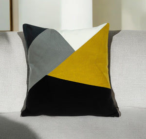 Homeroots 20" Stylish Black And Yellow Cotton Throw Pillow - Soft, Durable, And Perfect For Home Decor Bliss!   476179