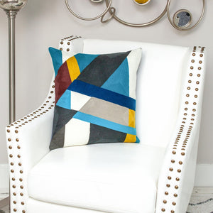 Homeroots 20" Blue And White Cotton Throw Pillow - Stylish, Soft, And Durable Decorative Accent For Your Home   476180