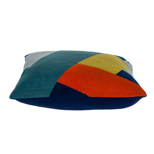 Homeroots 20" Geometric Cotton Throw Pillow In Blue And Yellow - Soft, Durable, Stylish Decorative Accent For Home   476181