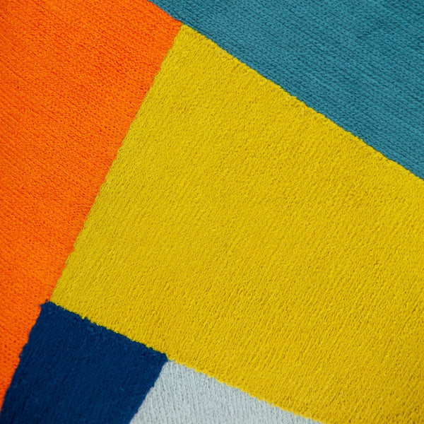 Homeroots 20" Geometric Cotton Throw Pillow In Blue And Yellow - Soft, Durable, Stylish Decorative Accent For Home   476181