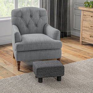 English Elm Homcom Compact Ottoman Foot Rest In Charcoal Gray Linen, Versatile Cube Stool For Modern Interiors W2225P217640