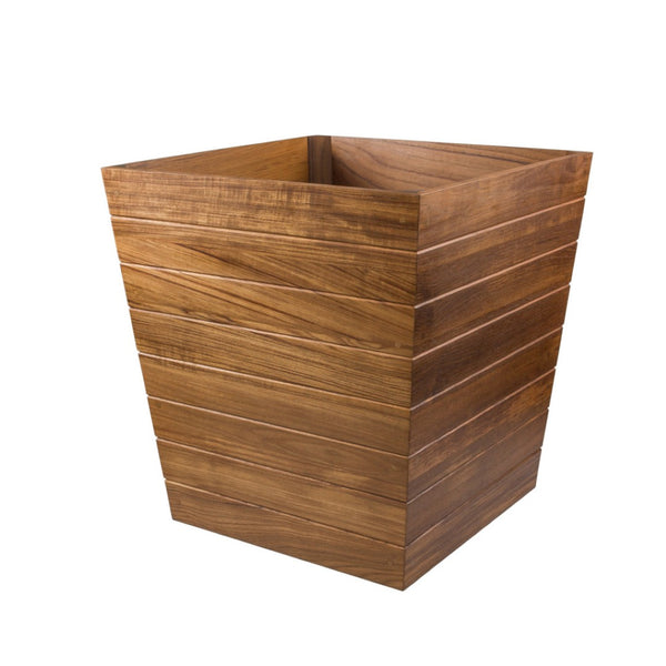 HomeRoots 21" Solid Teak Square Planter Box – Stylish Indoor/Outdoor Container for Flowers, Herbs & Vegetables 476244
