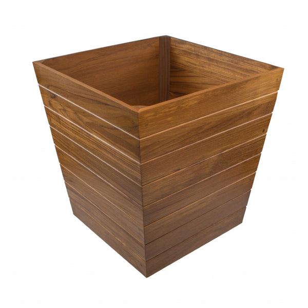 HomeRoots 21" Solid Teak Square Planter Box – Stylish Indoor/Outdoor Container for Flowers, Herbs & Vegetables 476244