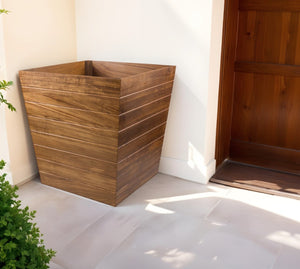 HomeRoots 21" Solid Teak Square Planter Box – Stylish Indoor/Outdoor Container for Flowers, Herbs & Vegetables 476244
