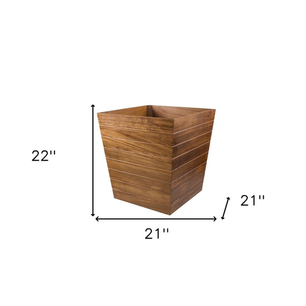 HomeRoots 21" Solid Teak Square Planter Box – Stylish Indoor/Outdoor Container for Flowers, Herbs & Vegetables 476244