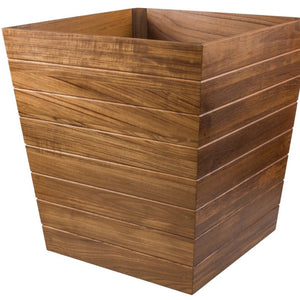 HomeRoots 21" Solid Teak Square Planter Box – Stylish Indoor/Outdoor Container for Flowers, Herbs & Vegetables 476244