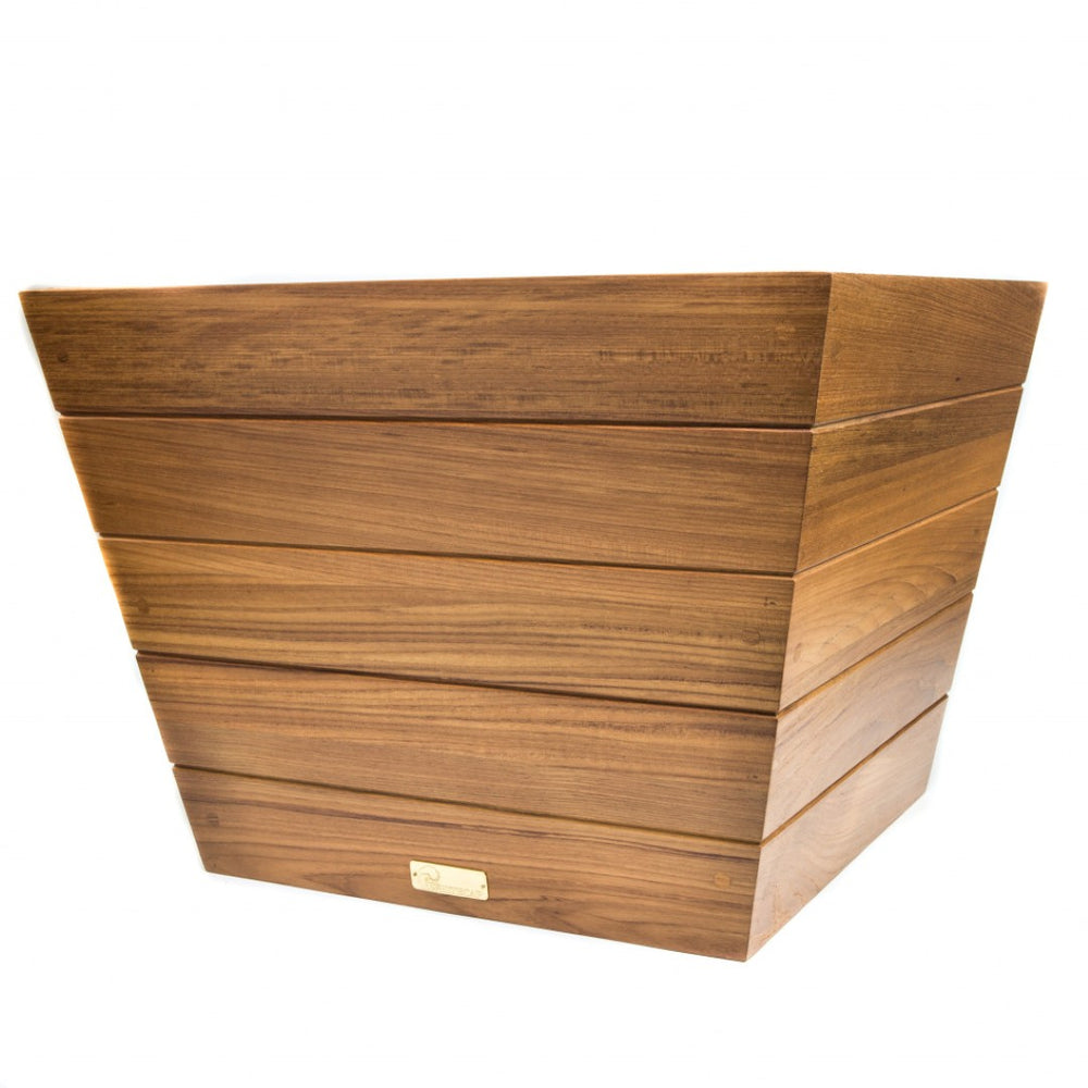 HomeRoots 19" Brown Teak Square Planter Box – Durable Indoor/Outdoor Design with Drainage for Stylish Greenery 476245