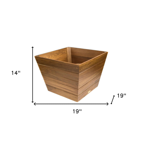 Homeroots 19" Brown Wood Indoor Outdoor Square Planter Box   476245