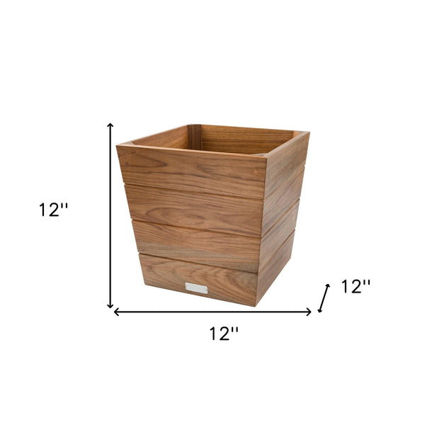 Homeroots 12" Brown Wood Indoor Outdoor Square Planter Box   476246