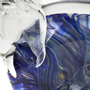 Homeroots 10" Blue Murano Glass Elephant Hand Painted Figurine Tabletop Sculpture  Murano Glass 476253