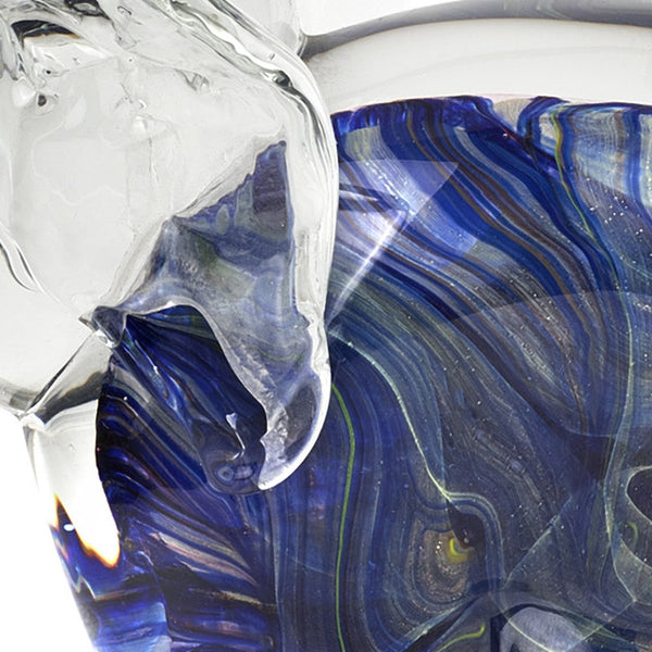 Homeroots 10" Blue Murano Glass Elephant Hand Painted Figurine Tabletop Sculpture  Murano Glass 476253