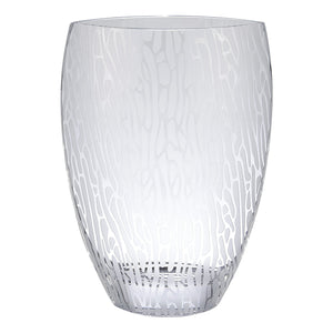Homeroots 12" Clear And Frosted Abstract Oval Crystal Table Vase  Crystal Glass 476254