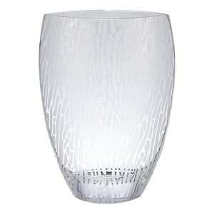 Homeroots 12" Clear And Frosted Abstract Oval Crystal Table Vase  Crystal Glass 476254