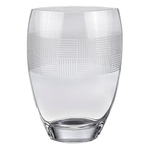 Homeroots 12" Clear With Geometric Pattern Oval Crystal Table Vase  Crystal Glass 476255