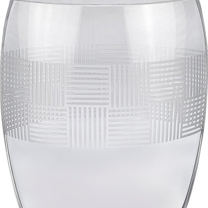 Homeroots 12" Clear With Geometric Pattern Oval Crystal Table Vase  Crystal Glass 476255