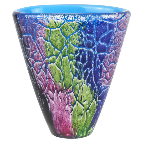 Homeroots 8" Blue And Green Murano Glass Abstract Oval Table Vase  Murano Glass 476256