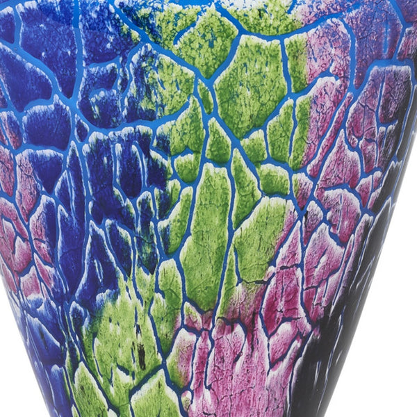 Homeroots 8" Blue And Green Murano Glass Abstract Oval Table Vase  Murano Glass 476256