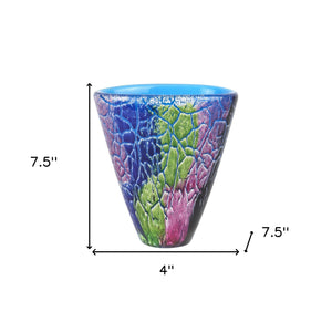 Homeroots 8" Blue And Green Murano Glass Abstract Oval Table Vase  Murano Glass 476256