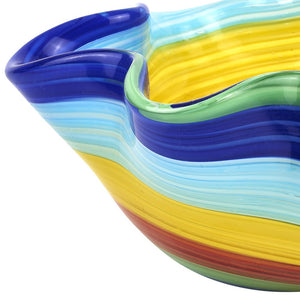 Homeroots 8" Rainbow Murano Glass Wavy Serving Bowl - Stunning Centerpiece For Modern Dining & Home Decor   476258
