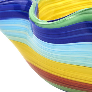 Homeroots 8" Rainbow Murano Glass Wavy Serving Bowl - Stunning Centerpiece For Modern Dining & Home Decor   476258