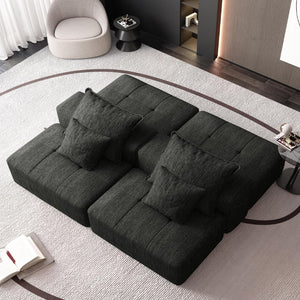 English Elm Modern Oversized Modular Sectional Sofa Set With Chenille Fabric, No Assembly, 4 Plush Pillows Included W1885S00062