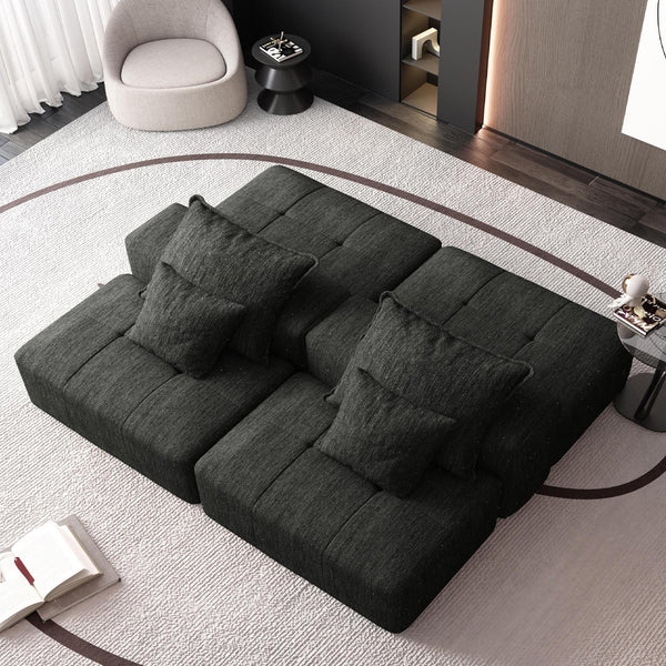 English Elm Modern Oversized Modular Sectional Sofa Set With Chenille Fabric, No Assembly, 4 Plush Pillows Included W1885S00062