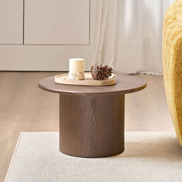 English Elm Coffee Table Nesting Set Round Mdf Pair Walnut Finish for Modern Living Rooms W876S00337