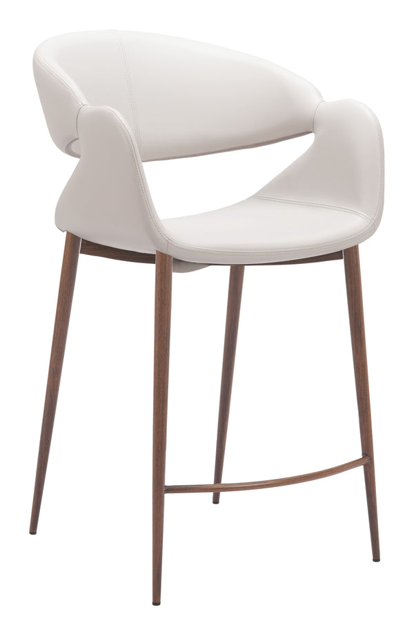 Zuo Modern Limay Counter Stool - Elegant Beige & Walnut Design With Water-resistant Vinyl For Stylish Interiors Beige 100% Polyurethane,Plywood,Steel 110930-zuo-modern