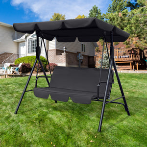 Homeroots 65" Black Metal Swing Chair  Steel 476311