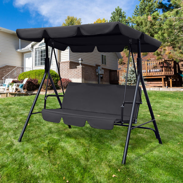 Homeroots 65" Black Metal Swing Chair  Steel 476311