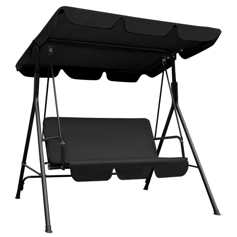 Homeroots 65" Black Metal Swing Chair  Steel 476311