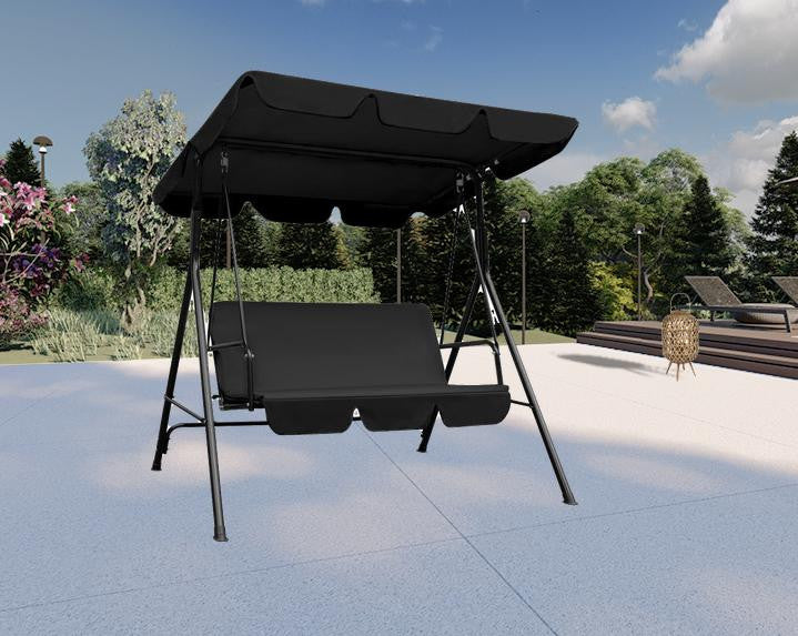 Homeroots 65" Black Metal Swing Chair  Steel 476311