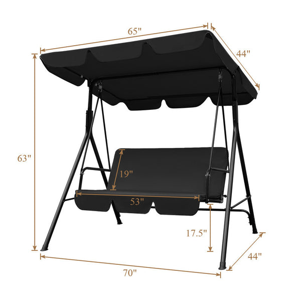 Homeroots 65" Black Metal Swing Chair  Steel 476311
