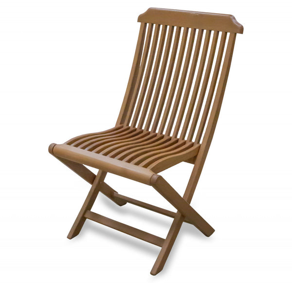 Homeroots 24" Brown Solid Wood Indoor Outdoor Deck Chair  Teak 476320